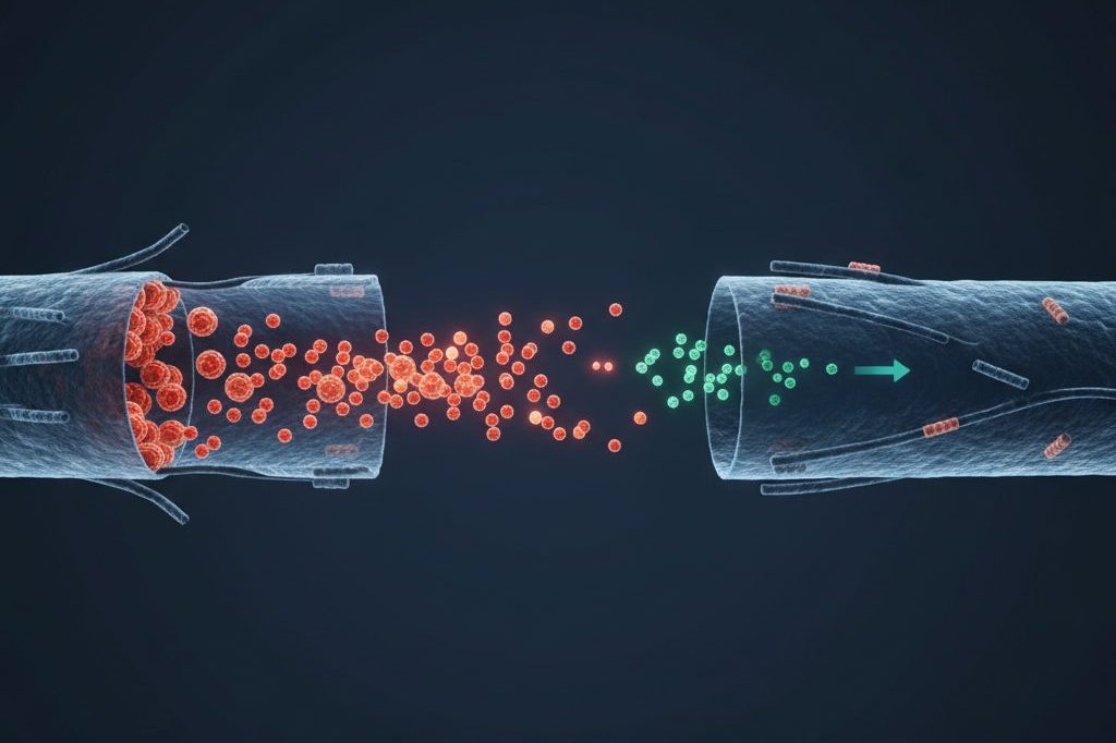 Scientific illustration of retrograde endocannabinoid signaling at a synapse
