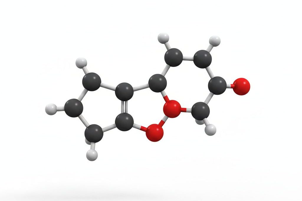 Ball-and-stick 3D rendering of the THC molecule